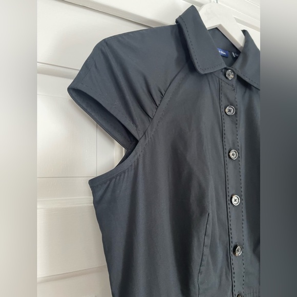 MARTIN + OSA lightweight cotton twill black shirt dress cap sleeve size 4 - Picture 5 of 7